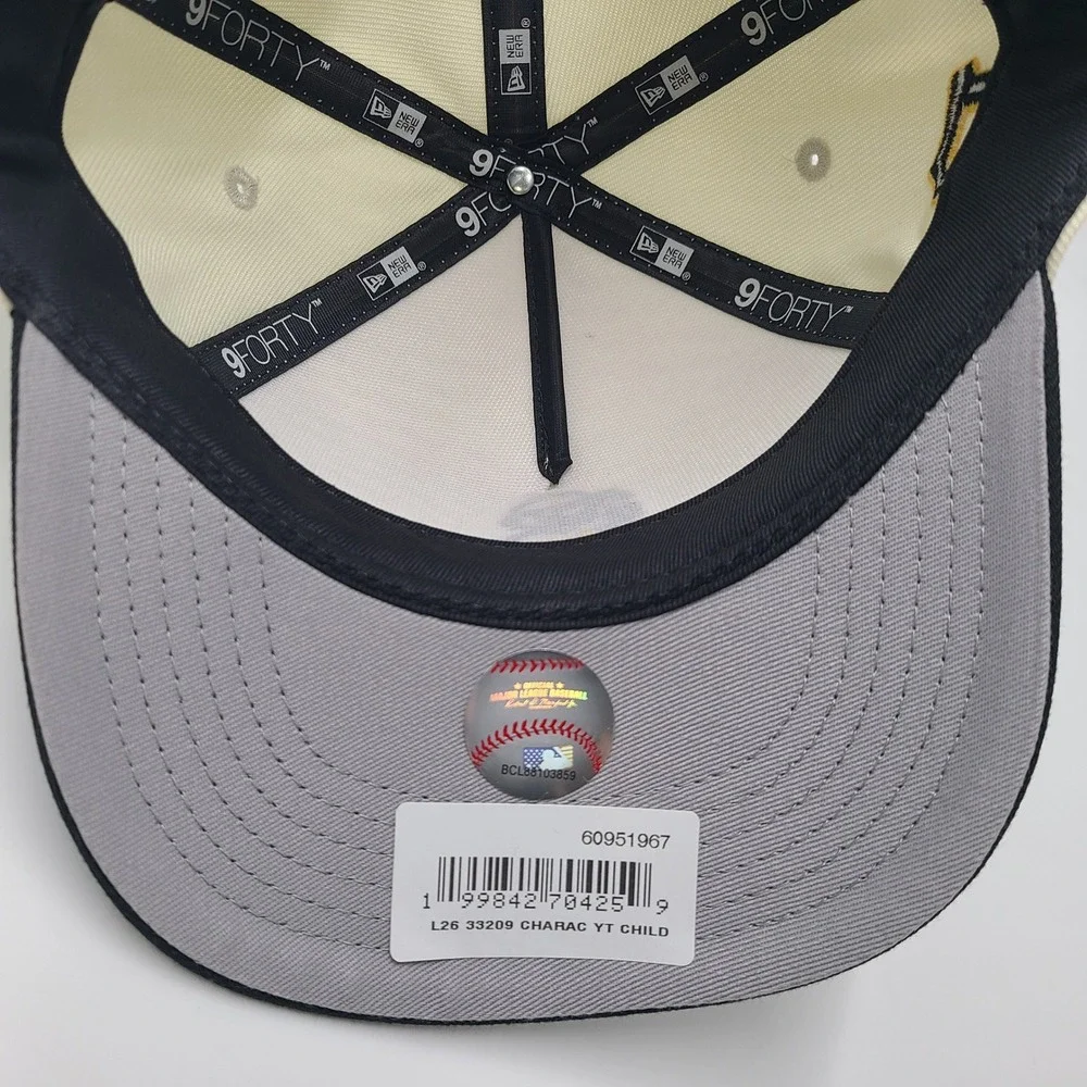 Child Pittsburgh Pirates Hat Snapback 9Forty New Era Cream Black MLB Paul Skenes